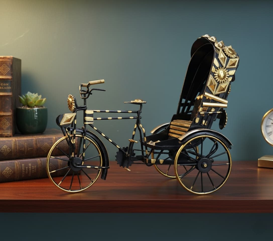Metal Miniature Replica Ornamented Rickshaw